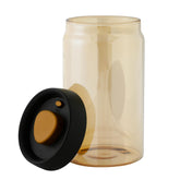UMAI Borosilicate Glass Jar for Kitchen Storage with Vacuum Plastic Lid | 1200ml | Multipurpose Airtight Jar for Cookies, Snacks, Spices, Dry Fruits, Nuts Coffee, Sugar | Amber Color